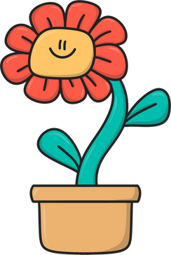 Happy Flower in a Pot with Smiley Face